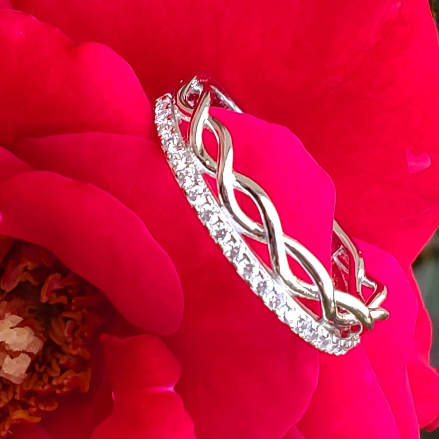 Sterling Silver Half Eternity Twist & Round CZ Ring