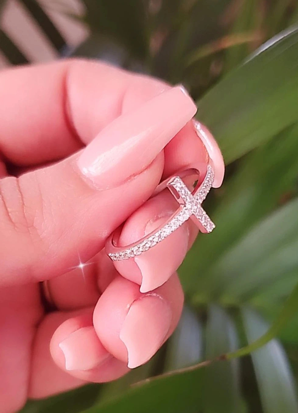 Sterling Silver Cross CZ Ring