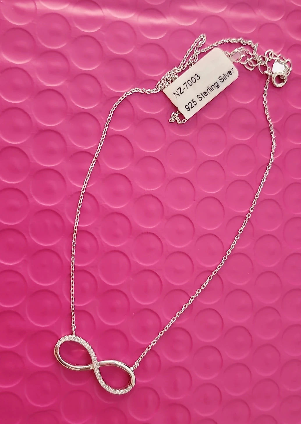 925 Sterling Silver Infinity Symbol Cubic Zirconia Necklace