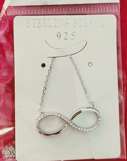 925 Sterling Silver Infinity Symbol Cubic Zirconia Necklace