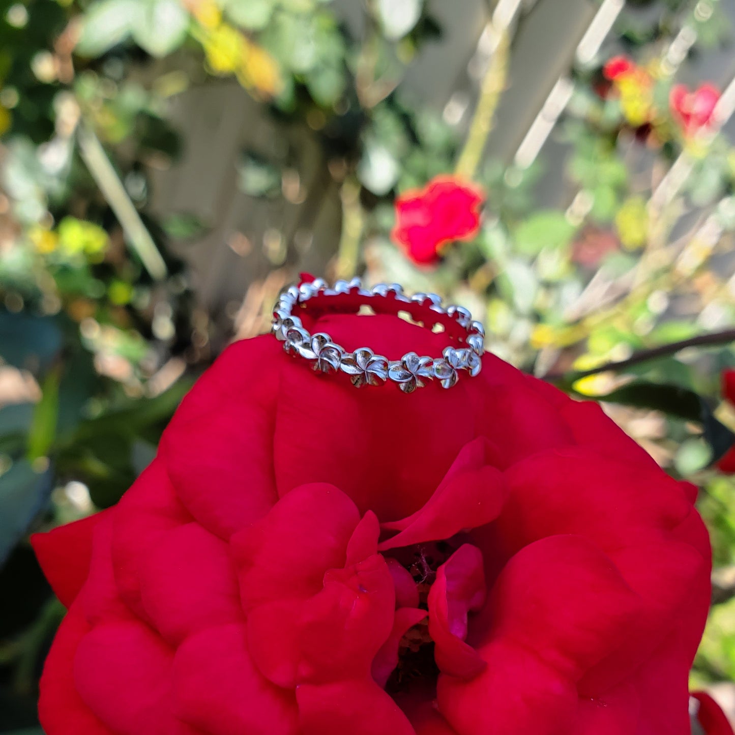 Plumeria Eternity Band Ring