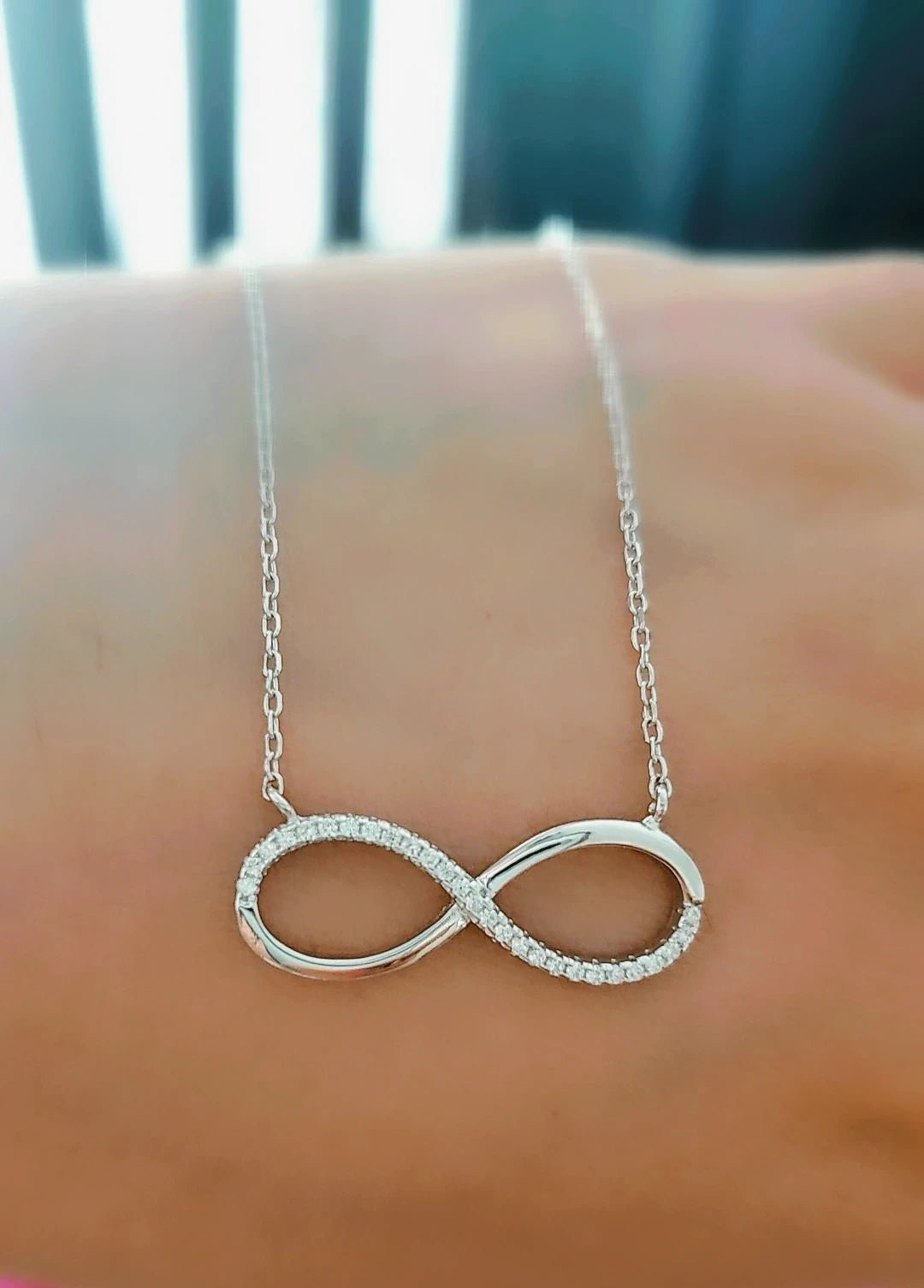 925 Sterling Silver Infinity Symbol Cubic Zirconia Necklace