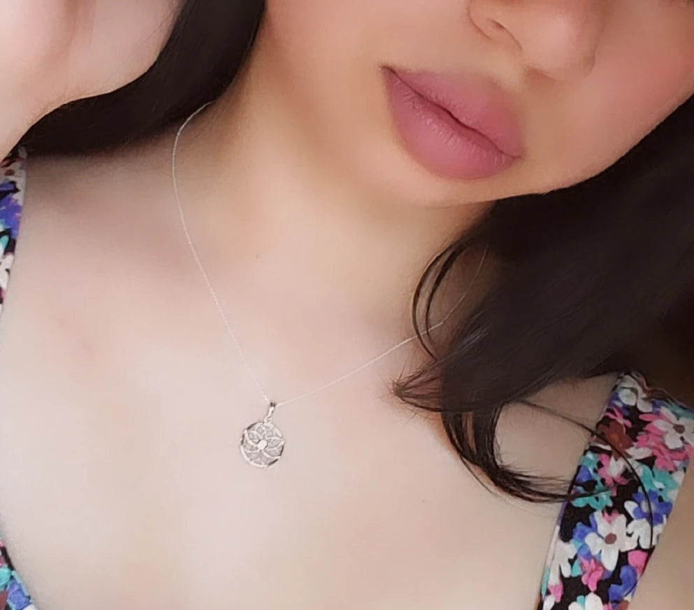925 Sterling Silver Center CZ Dreamcatcher Necklace