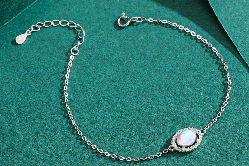 Elegant Moonstone Sterling Silver Bracelet